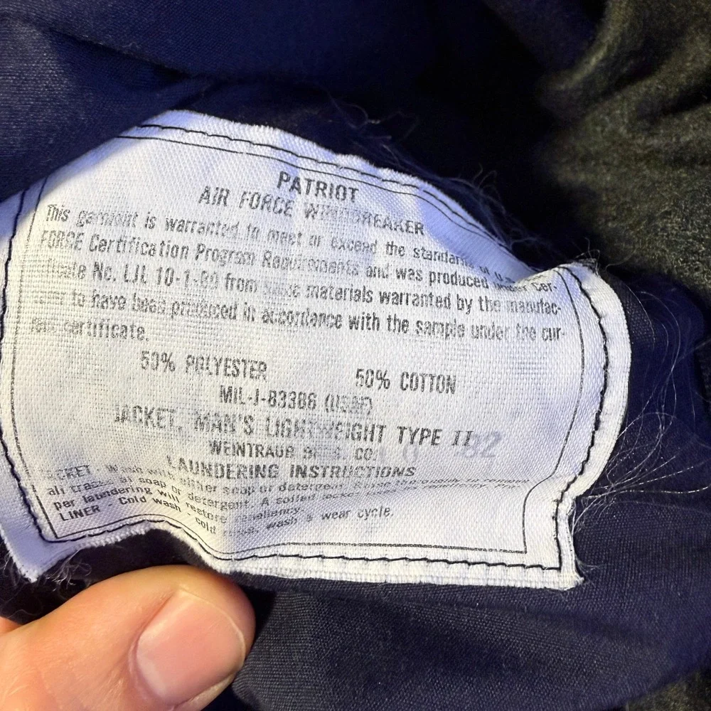 Vtg 80s USAF Patriot Windbreaker Jacket 40S Blue Military Type 2 EUCOM Explorer